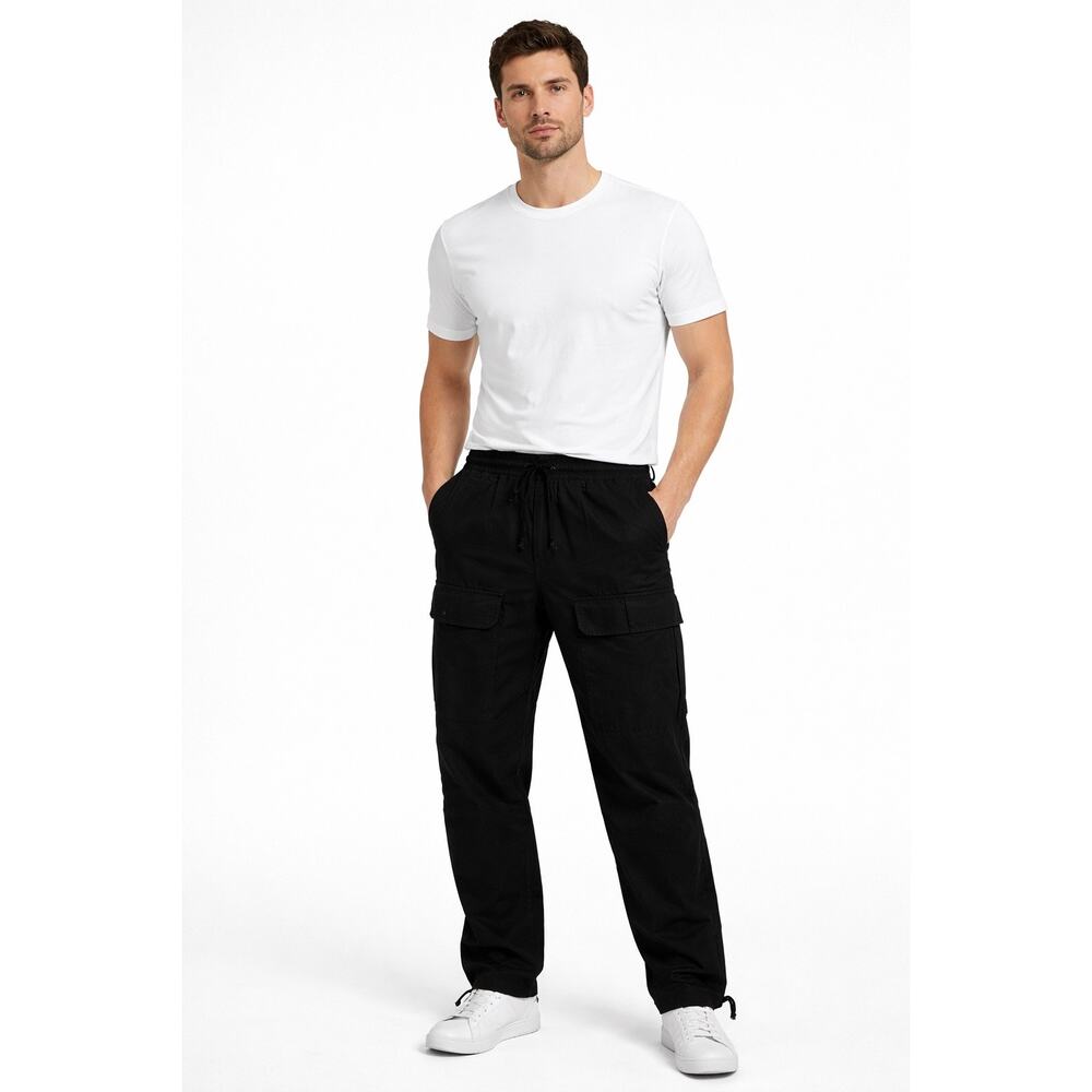 Mnml Black 100% Cotton Cargo Pants Streetwear Baggy y2k Mens Size XL
